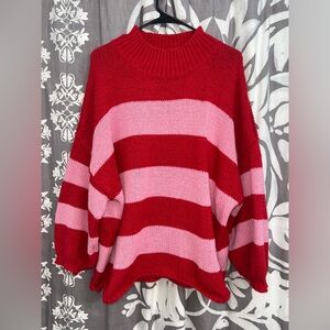 Viral Amazon Oversized Stripe Mock Neck Sweater